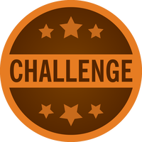 Orange circle that says "Challenge" with 6 stars
